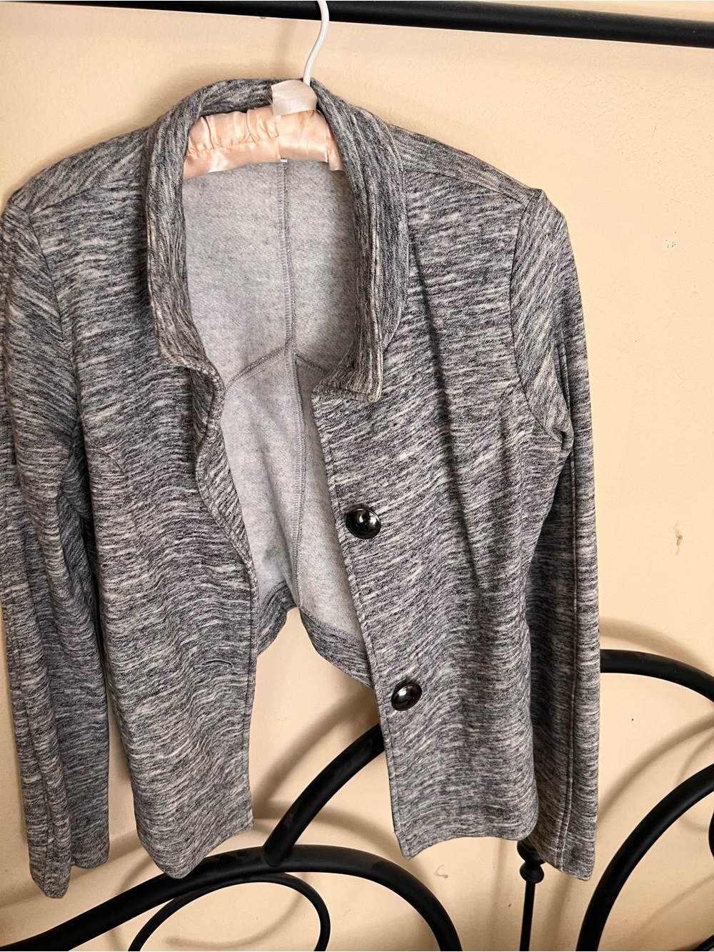 CAbi Heathered Gray Knit Button Jacket